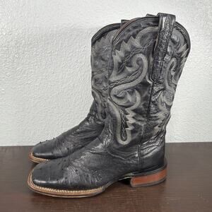 Dan Post Tempe Full Quill Ostrich Mens Size 8 M Boots Black Leather DP2890